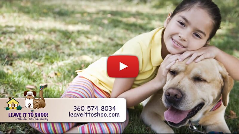 Thumbnail image for a video with a little girl lying on her Golden Labrador Retriever.